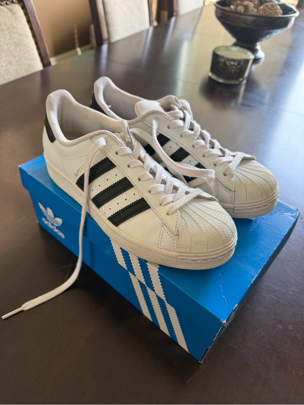 adidas Women’s White & Black Superstar Sneakers